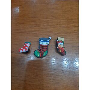 Lot Of 3 Christmas Holiday Themed Croc Charm Jibz Stocking Snowflakes Snowman‎